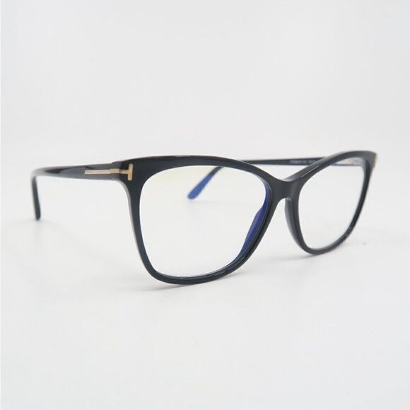 NWT Tom Ford TF 5690 001 55mm Black & Brown Tortoise Eyeglasses - Picture 3 of 10